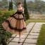 Chic / Beautiful Brown Spotted Homecoming Graduation Dresses 2022 A-Line / Princess Square Neckline Sleeveless Backless Floor-Length / Long Formal Dresses