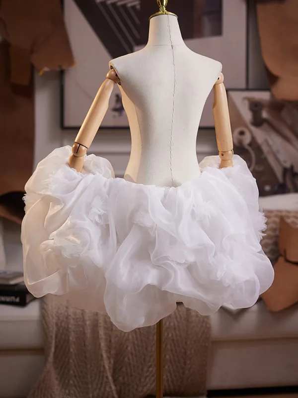 Elegant White Ruffle Wedding shawl 2025 Tulle