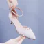 Simple Blanche En Dentelle Fleur Chaussure De Mariée 2024 Bride Cheville 5 cm Talons Aiguilles À Bout Pointu Mariage Talons Hauts