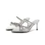 Charming Black Evening Party Rhinestone Bow Womens Sandals 2022 8 cm Stiletto Heels Pointed Toe Sandals High Heels