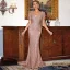 Sexy Gris Paillettes Robe De Soirée 2022 Trompette / Sirène V-Cou Manches Courtes Dos Nu Noeud Train De Balayage Soirée Robe De Ceremonie