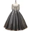 Sparkly Black Sequins Prom Dresses 2022 Ball Gown Scoop Neck 1/2 Sleeves Backless Floor-Length / Long Prom Formal Dresses