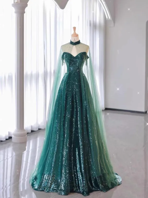 Sparkly Sexy Dark Green Beading Sequins Evening Dresses 2024 A-Line /  Princess Strapless Sleeveless Backless Floor-Length / Long Evening Party  Formal ...