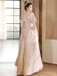 Élégant Champagne Paillettes Robe De Bal 2024 Princesse Encolure Carrée Manches Courtes Dos Nu Longue Promo Robe De Ceremonie