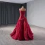 High-end Burgundy Pleated Prom Dresses 2024 Ball Gown Strapless Sleeveless Backless Floor-Length / Long Prom Formal Dresses