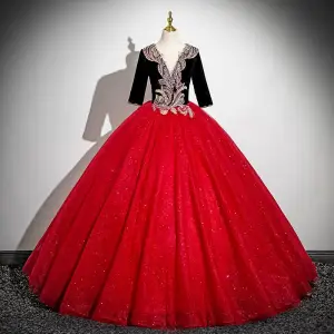 Vintage Burgundy Beading Paljetter Balklänningar 2025 Balklänning V Hals Korta Ärm Halterneck Långa Bal Formella Klänningar