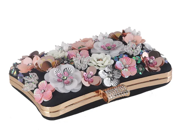Flower Fairy Gold Pearl Sequins Rhinestone Prom Clutch Bags 2024