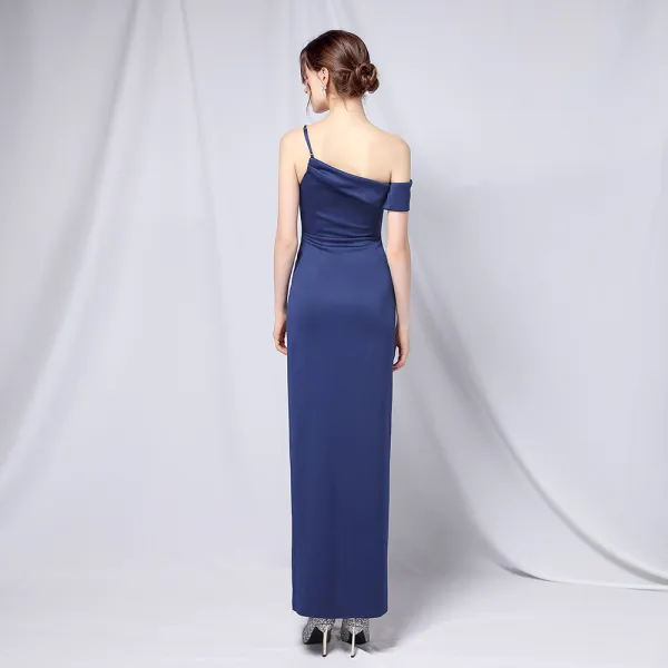 Modest / Simple Black Party Dresses 2022 Trumpet / Mermaid Spaghetti Straps Sleeveless Backless Floor-Length / Long Evening Party Cocktail Party Formal Dresses