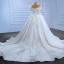 Luxury / Gorgeous White Beading Sequins Wedding Dresses 2022 Ball Gown Off-The-Shoulder Long Sleeve Backless Royal Train Wedding