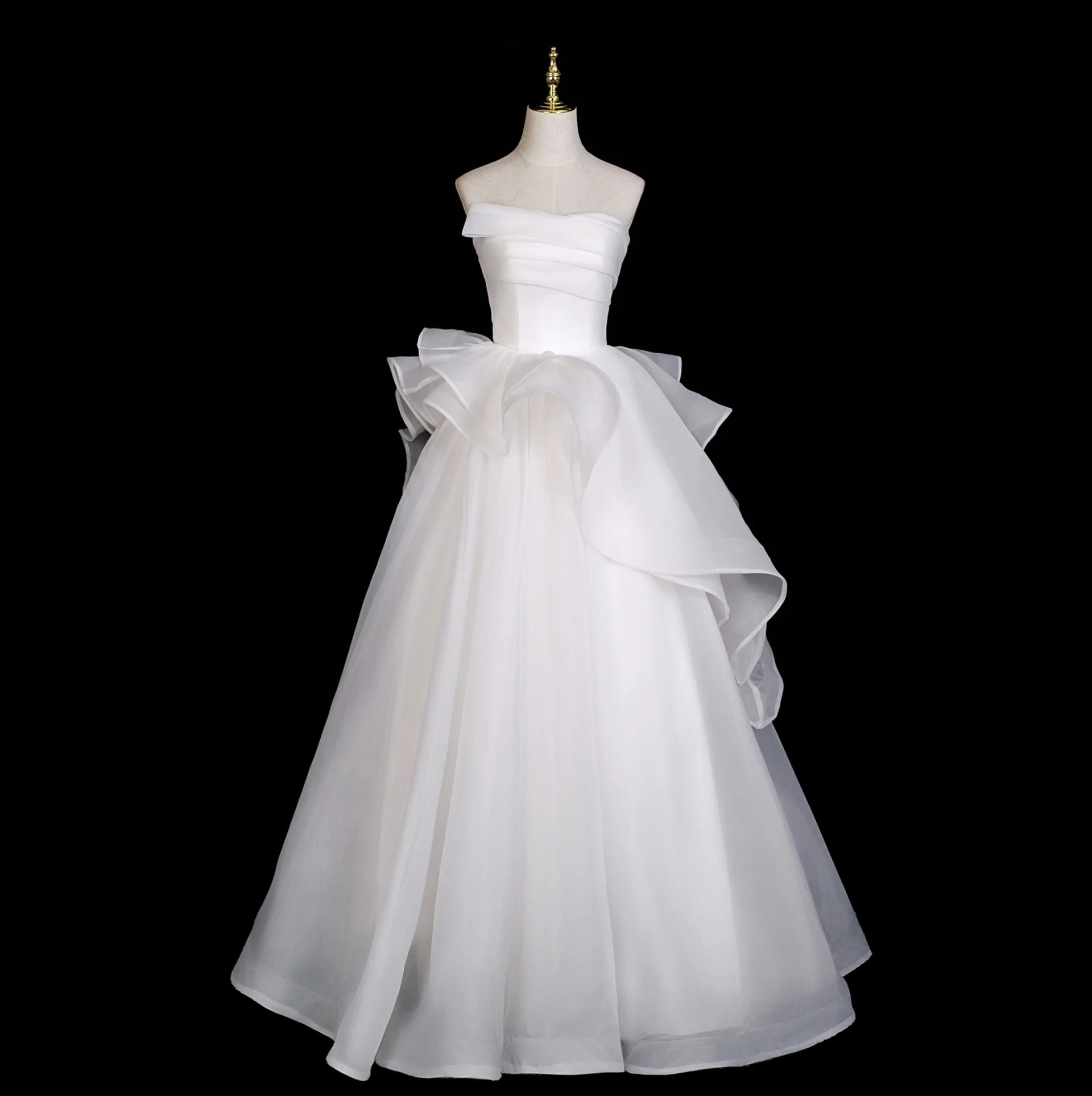 strapless open back dress Red Ball Gown Floor Length Off Shoulder Long Sleeve Appliques Prom Dress main image 0