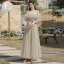 Modest / Simple Sage Green Bridesmaid Dresses 2022 A-Line / Princess Short Sleeve Backless Bow Sash Floor-Length / Long Wedding Party Dresses