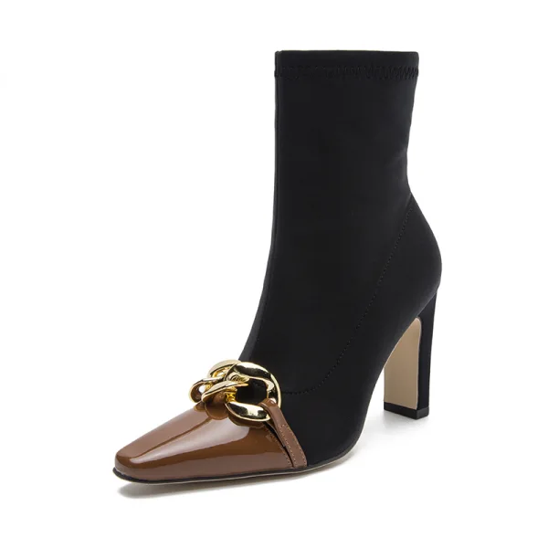 Fashion Black Street Wear Fall Winter Womens Boots 2023 9 cm Thick Heels Pointed Toe Womens Boots