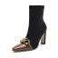 Fashion Black Street Wear Fall Winter Womens Boots 2023 9 cm Thick Heels Pointed Toe Womens Boots