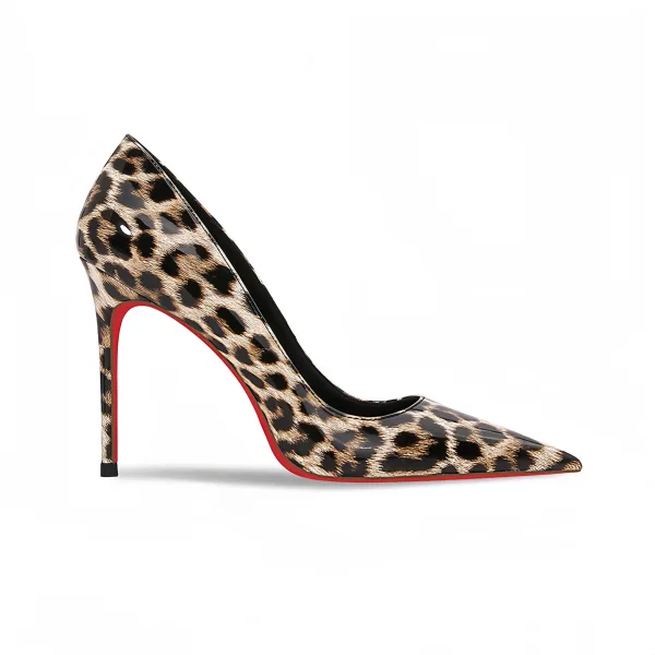 Sexy Braun Abend Leopardenmuster Pumps 2026 Leder 12 cm Stilettos Spitzschuh Pumps Hochhackige