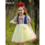 Chic / Beautiful Snow white Daffodil Birthday Flower Girl Dresses 2023 A-Line / Princess Square Neckline Bow Short Sleeve Backless Tea-length Flower Girl Dresses