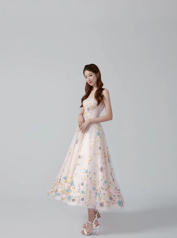 Flower Fairy Multi-Colors Sequins Homecoming Graduation Dresses 2024 A-Line / Princess Off-The-Shoulder Sleeveless Backless Tea-length Formal Dresses