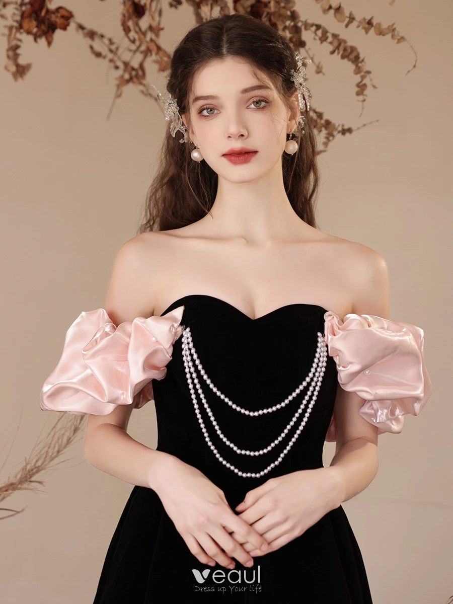 A-Line/Princess Off-the-Shoulder Short Sleeves Floor-Length Elegant Medieval Renaissance Cocktail Dress with Ruffles main image 0