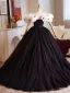 Vintage Schwarz Ballkleider 2025 Ballkleid Rüschen Off Shoulder Kurze Ärmel Rückenfreies Lange Festliche Kleider