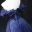 Glitzernden Marineblau Glanz Perlenstickerei Pailletten Ballkleider 2023 A Linie Bandeau Ärmellos Rückenfreies Lange Ball Festliche Kleider