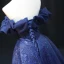 Scintillantes Bleu Marine Perlage Paillettes Robe De Soirée 2023 Princesse De l'épaule Sans Manches Dos Nu Ceinture Longue Soirée Robe De Ceremonie