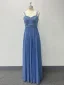 Modest / Simple Sky Blue Prom Dresses 2024 A-Line / Princess Spaghetti Straps Sleeveless Backless Floor-Length / Long Prom Formal Dresses