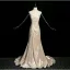 Sexy Champagner Strass Pailletten Abendkleider 2025 Meerjungfrau Spaghettiträger Ärmellos Rückenfreies Sweep / Pinsel Zug Abend Festliche Kleider