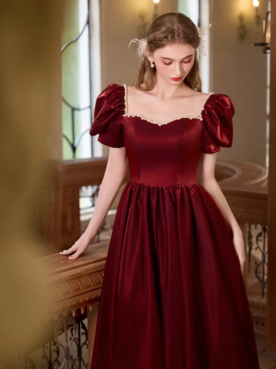 v neck a line dress pattern Zapakasa Women Hot Pink Prom Dress with Ruffles A-Line Puff Sleeves Party  Dress