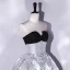Elegant Silver Grey Printing Prom Dresses 2022 Ball Gown Strapless Sleeveless Backless Floor-Length / Long Prom Formal Dresses