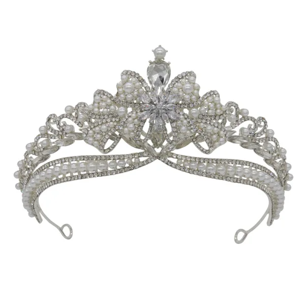 Baroque Bling Bling Alliage Perle Faux Diamant Argenté Accessoire Cheveux Mariage 2023 Mariage