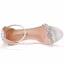 Charmant Blanche Faux Diamant Chaussure De Mariée 2022 Bride Cheville 7 cm Talons Aiguilles Peep Toes / Bout Ouvert Talons Hauts