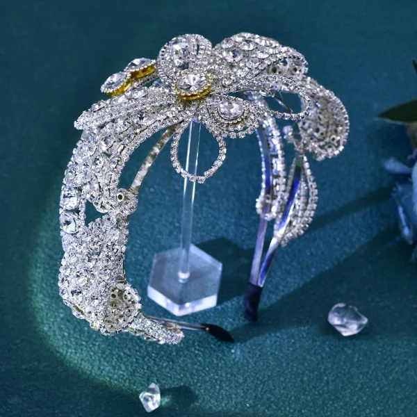 Charmig Silver Rhinestone Fjäril Legering Bröllop Brud Huvudbonad 2024