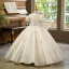 Y2K-Inspired Ivory Beading Crystal Appliques Birthday Flower Girl Dresses 2026 Ball Gown Scoop Neck Short Sleeve Bow