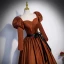 Vintage / Originale Marron Satin Robe De Bal 2023 Robe Boule Encolure Carrée 3/4 Manches Dos Nu Noeud Ceinture Train De Balayage Promo Robe De Ceremonie
