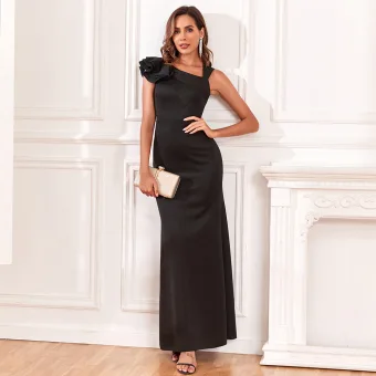 Sexy Noire Trompette Sirène Robe De Bal 2024 Encolure Carrée Sans Manches Longue Promo Robe De Ceremonie