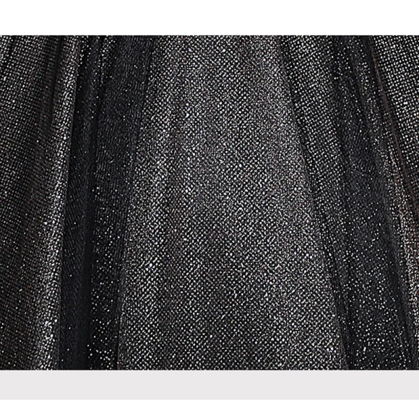 Élégant Noire Glitter Paillettes Robe De Bal 2023 Robe Boule Encolure Carrée Faux Diamant Manches Courtes Dos Nu Longue Promo Robe De Ceremonie