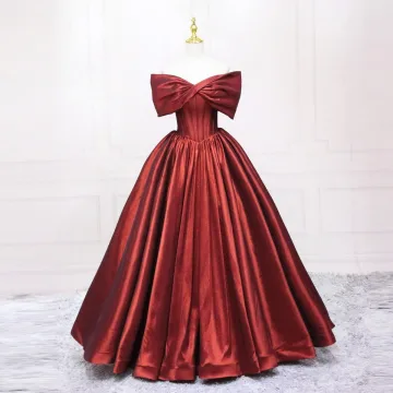 Elegante Bordeaux Satijn Galajurken 2025 Baljurk Strik Uit De Schouder Korte Mouwen Ruglooze Lange Gala Gelegenheid Jurken