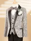 Bling Bling Grey Fall Winter 6-piece Sequins Long Sleeve Boys Wedding Suits 2025 Body Jewellery Coat Pants Shirt Tie Vest