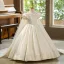 Elegant Ivory Rhinestone Appliques Wedding Flower Girl Dresses 2025 Ball Gown Scoop Neck Puffy Short Sleeve Floor-Length / Long Flower Girl Dresses