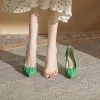 Modest / Simple Khaki Casual Leather Pumps 2022 8 cm Stiletto Heels Open / Peep Toe Pumps High Heels