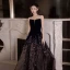 Charmant Noire Paillettes Princesse Robe De Soirée 2023 Bustier Sans Manches Dos Nu Longue Soirée Robe De Ceremonie