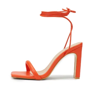 Moda Pomarańczowy Zużycie Ulicy Sandały Damskie 2022 Z Paskiem 10 Cm 4 Inch Szpilki Peep Toe Sandały Wysokie Obcasy