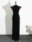 Chinese style Black Evening Party Cheongsam / Qipao 2025 Trumpet / Mermaid High Neck Cap Sleeves Sweep Train