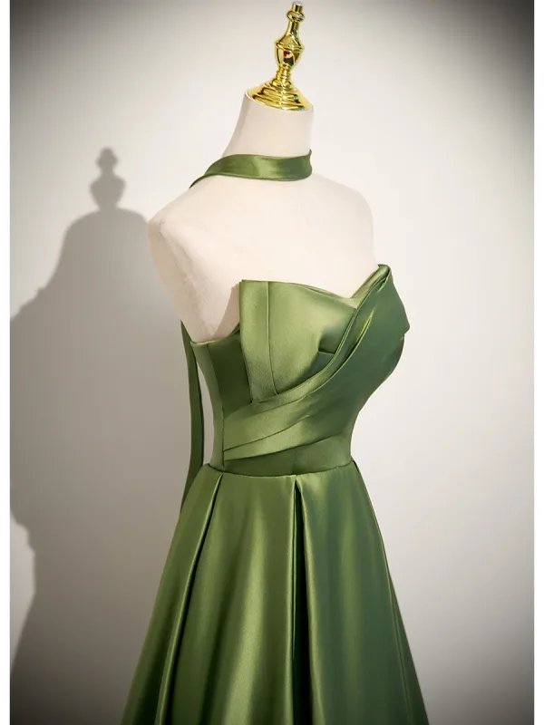 Sexy Sage Green Prom Dresses 2025 A-Line / Princess Strapless Sleeveless Backless Floor-Length / Long Formal Dresses