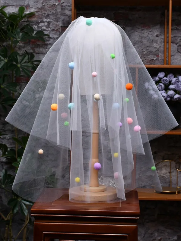 Chic / Beautiful White 0.5 m Wedding Veils 2025 Tulle
