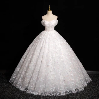Chic Belle Blanche Perlage Appliques Robe De Bal 2024 Robe Boule Bustier Sans Manches Dos Nu Longue Promo Robe De Ceremonie
