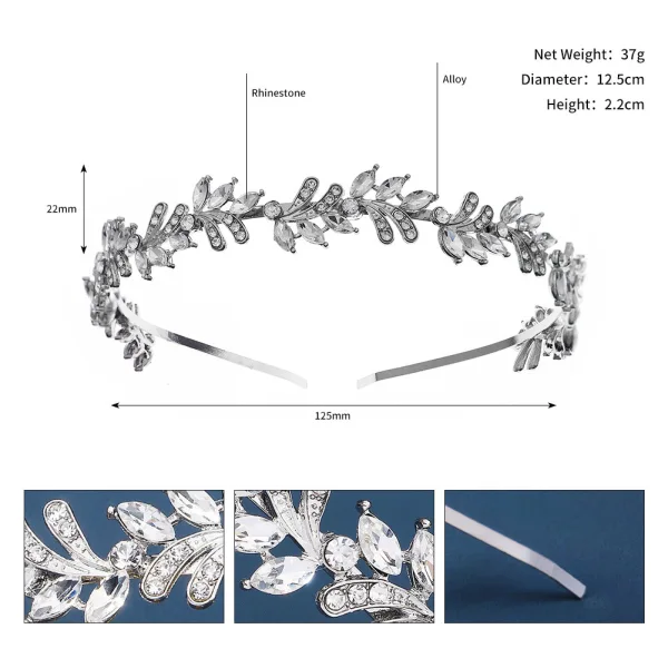 Vintage Sølv Rhinestone Legering Har Tilbehor Hårbøyle 2023 Bryllup