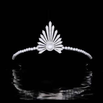 Uvanlig Hvit Perle Rhinestone Har Tilbehor Bryllup Tiara 2022