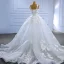 High-end White Beading Pearl Sequins Lace Flower Appliques Wedding Dresses 2023 Ball Gown Spaghetti Straps Sleeveless Backless Court Train Wedding