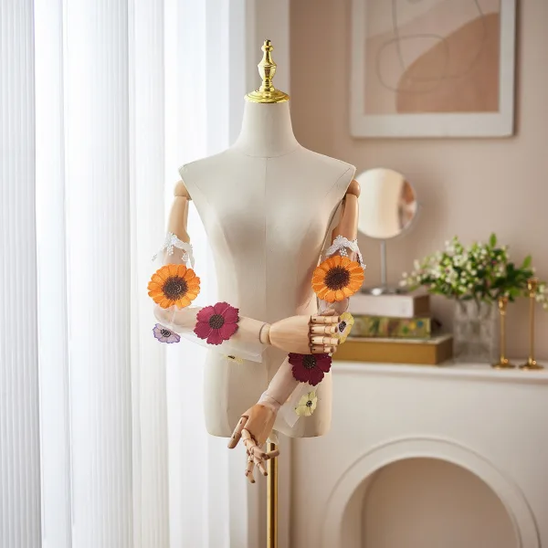 Inhabituel Blanche Fait main Fleur Mariage Tulle Gants Mariage 2026