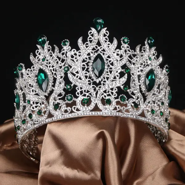 Baroque Vert Faux Diamant Accessoire Cheveux Mariage 2024 Alliage Mariage Accessorize